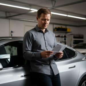 Tero silmäilee omaa autoverolappua